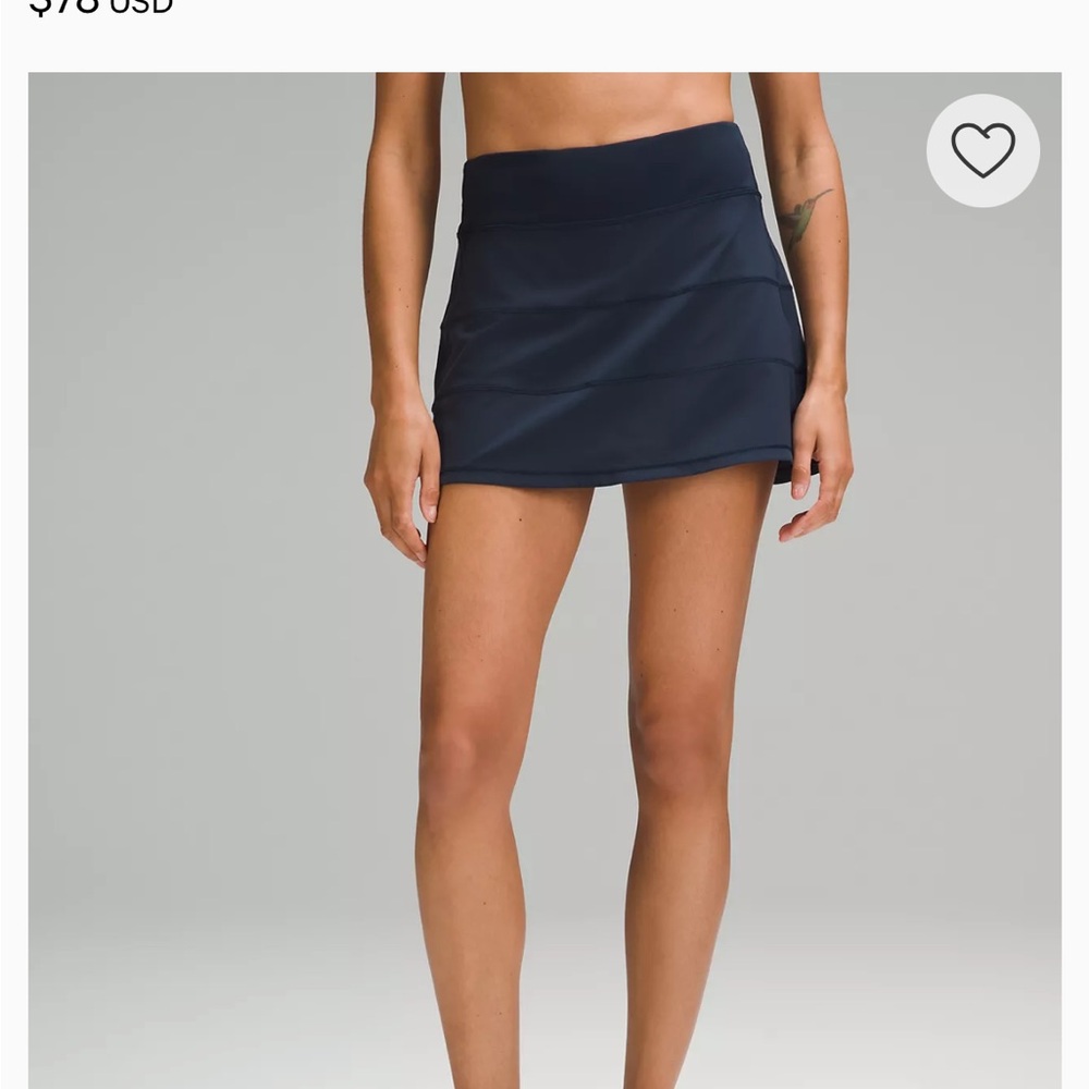 Lululemon Pace Rival navy pleated tennis skirt, size 14